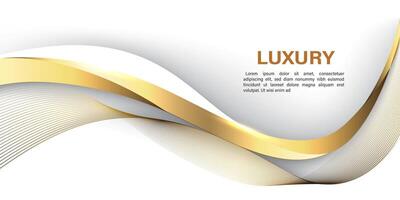 Abstract gold lines curve wavy luxury style on white design modern background vector