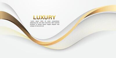 Abstract gold lines curve wavy luxury style on red design modern background vector