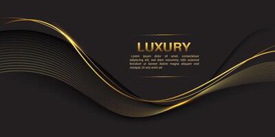 Abstract black gold lines curve wavy luxury style design modern background vector