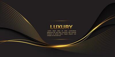 Abstract black gold lines curve wavy luxury style design modern background . vector