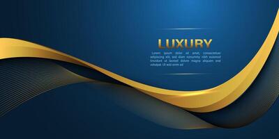 Abstract gold lines curve wavy luxury style on blue design modern background vector