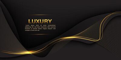 Abstract black gold lines curve wavy luxury style design modern background vector