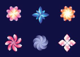Scalable gradient geometric flower logo collection vector