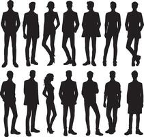 working man in different poses set. vector