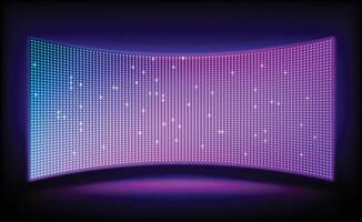 Led projection screen. LCD Tv show stage light panel. Concave digital monitor with glittering lightbulb pattern. Cinema and entertainment display. illustration vector