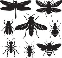 Art and Illustration of a insect silhouette image set vector