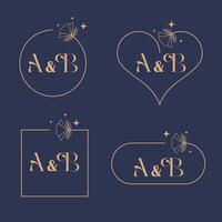 Minimalist letter A and B modern monogram set vector