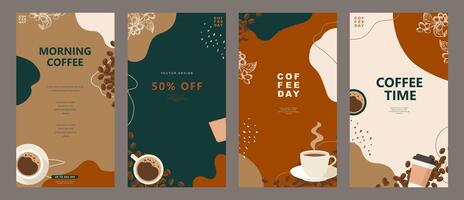 Set of sketch banners with coffee beans on minimal background for invitations, cards, banner, poster, cover, cafe menu or another template design. vector