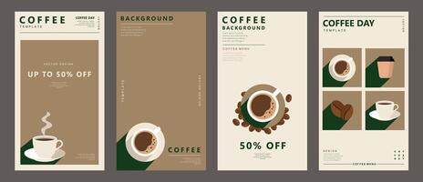 Set of sketch banners with coffee beans on minimal background for invitations, cards, banner, poster, cover, cafe menu or another template design. vector