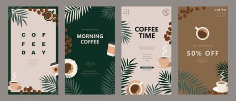 Set of sketch banners with coffee beans on minimal background for invitations, cards, banner, poster, cover, cafe menu or another template design. vector