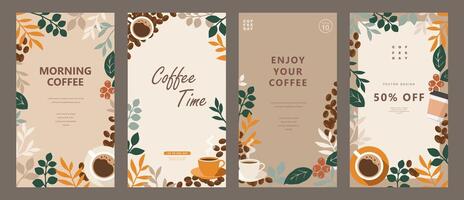 Set of sketch banners with coffee beans on minimal background for invitations, cards, banner, poster, cover, cafe menu or another template design. vector