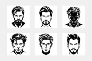 simple Face illustration silhouette set vector