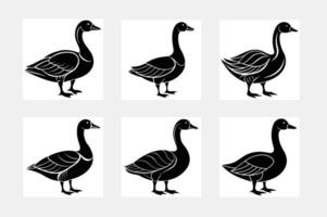 Duck simple illustration silhouette set vector