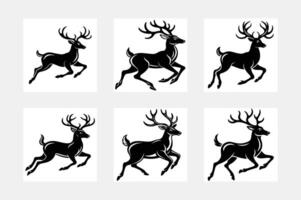 Deer simple illustration silhouette set vector