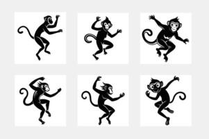 Monkey simple illustration silhouette set vector