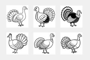 Turkey simple illustration silhouette set vector