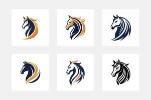 set of horse icons silhouette vector