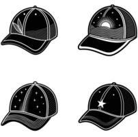 Cap silhouette set vector