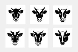 Cows1 flat icon set isolated on white background vector