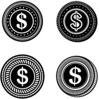 Coin silhouette set vector