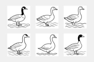 set of geese silhouette vector