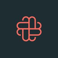 Flower abstract Logo design template Infinite shape. Five point star Looped Logotype infinity icon. Linear style. vector