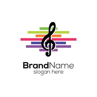 music note logo design template