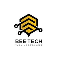 Bee Honey Tech Logo Template Design , Emblem, Design Concept, Creative Symbol, Icon vector