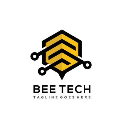 Bee Honey Tech Logo Template Design , Emblem, Design Concept, Creative Symbol, Icon