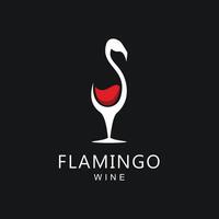 Flamingo Logo design template with Wine Concept style. Drink icon for bar Company And Business. vector