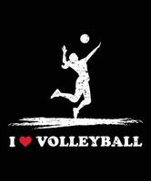 I Love Volleyball Silhouette Cute funny Volleyball is standing on a white background vector