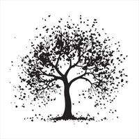 tree with leaves silhouette white background vector