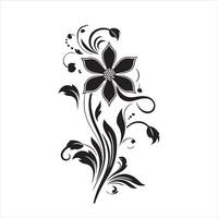 flower motif design element silhouette white background vector
