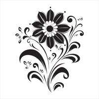 flower motif design element silhouette white background vector