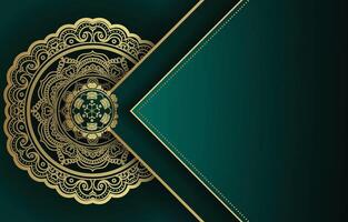 Luxury green background with golden mandala vector