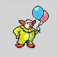 Pixel art illustration Clown. Pixelated Carnival Clown. Carnival Clown pixelated for the pixel art game and icon for website and game. old school retro. vector
