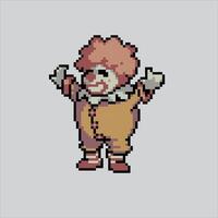 Pixel art illustration Clown. Pixelated Carnival Clown. Carnival Clown pixelated for the pixel art game and icon for website and game. old school retro. vector