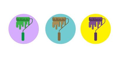 Paint Roller Icon Flat with three Design. vector