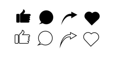 social media Like, comment, share and save icons. Editable and changeable color. vector