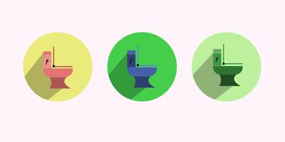 Home efficiency toilet icon set with multi-colored vector