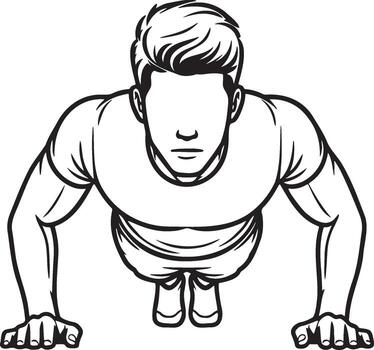 Man Do Pushups. vector