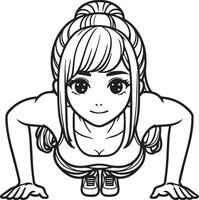Woman Do Pushups. vector