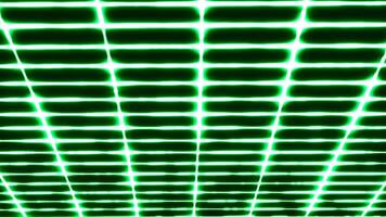 Bright glowing grid in virtual space. Motion. Simple square grid on black background. Virtual grid of squares glows in space video