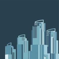 3D illustration of a bustling urban cityscape, featuring towering buildings and a dynamic skyline. vector
