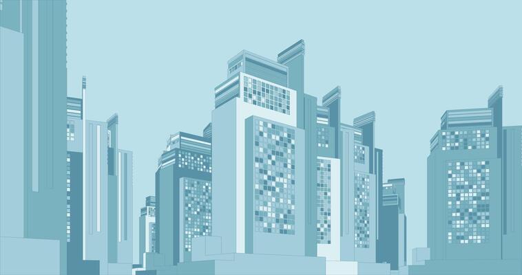 Illustration of Modern High-Rise Residential Architecture in a Metropolis