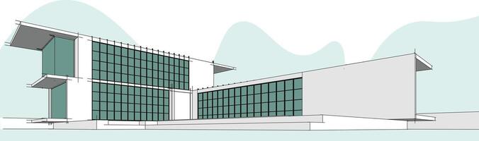 3D Architectural Perspective and Sketch Designs vector