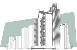 3D Architectural Perspective and Sketch Designs vector