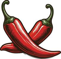 red chili pepper with leaf clip art vector