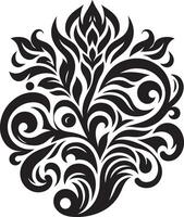 a black and white design with a floral pattern vector