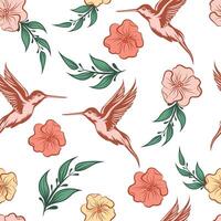 Pattern design featuring hybrid birds and flowers with a transparent background. Ideal for versatile use in digital projects, textiles, and stationery. vector